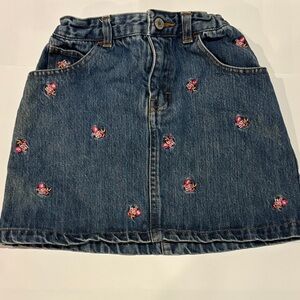 GAP Blue Denim Mini Skirt with Pink Flowers